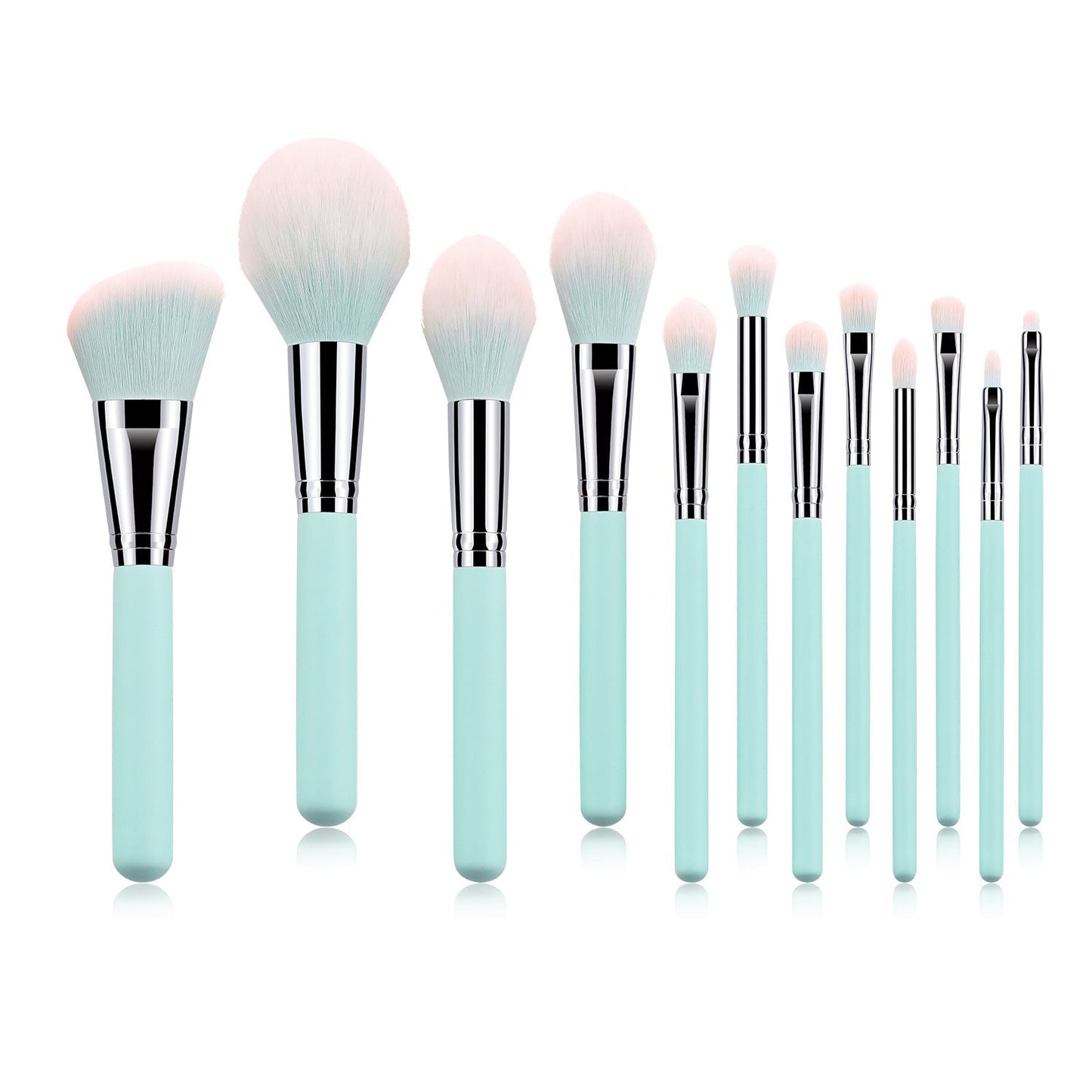 12 Light Blue Makeup Brushes - Zambeel