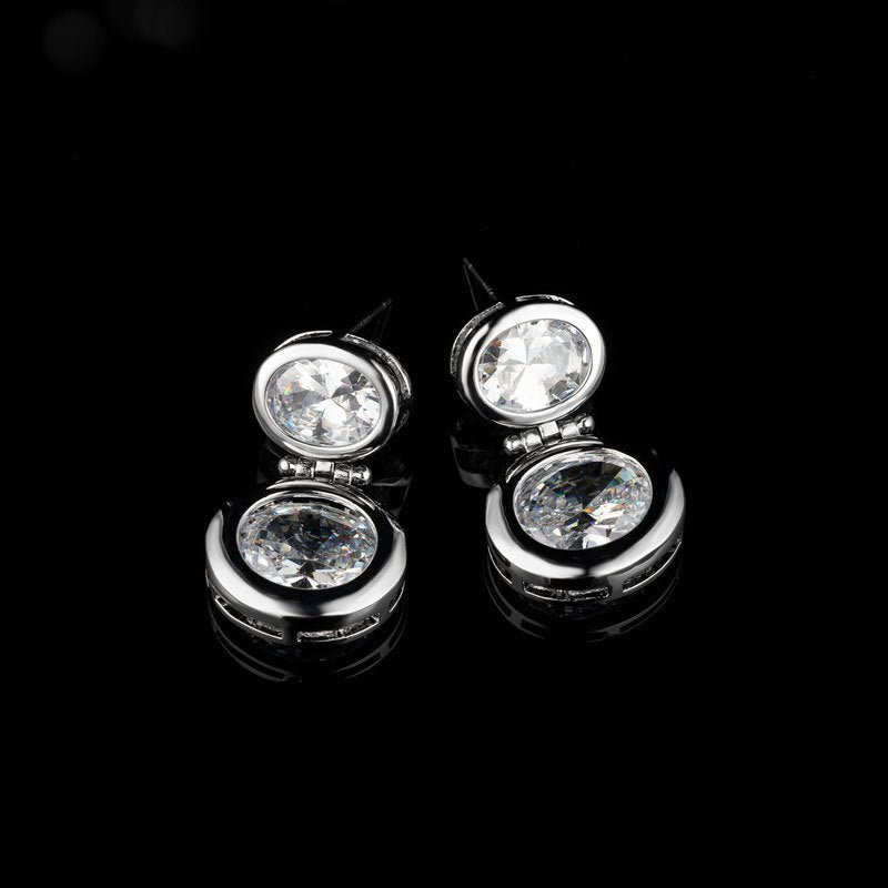 14K Real Gold Plating Round Ring Earrings Micro - Inlaid - Zambeel
