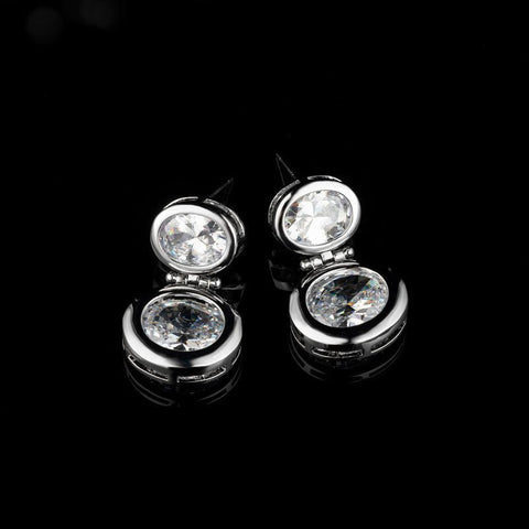 14K Real Gold Plating Round Ring Earrings Micro - Inlaid - Zambeel