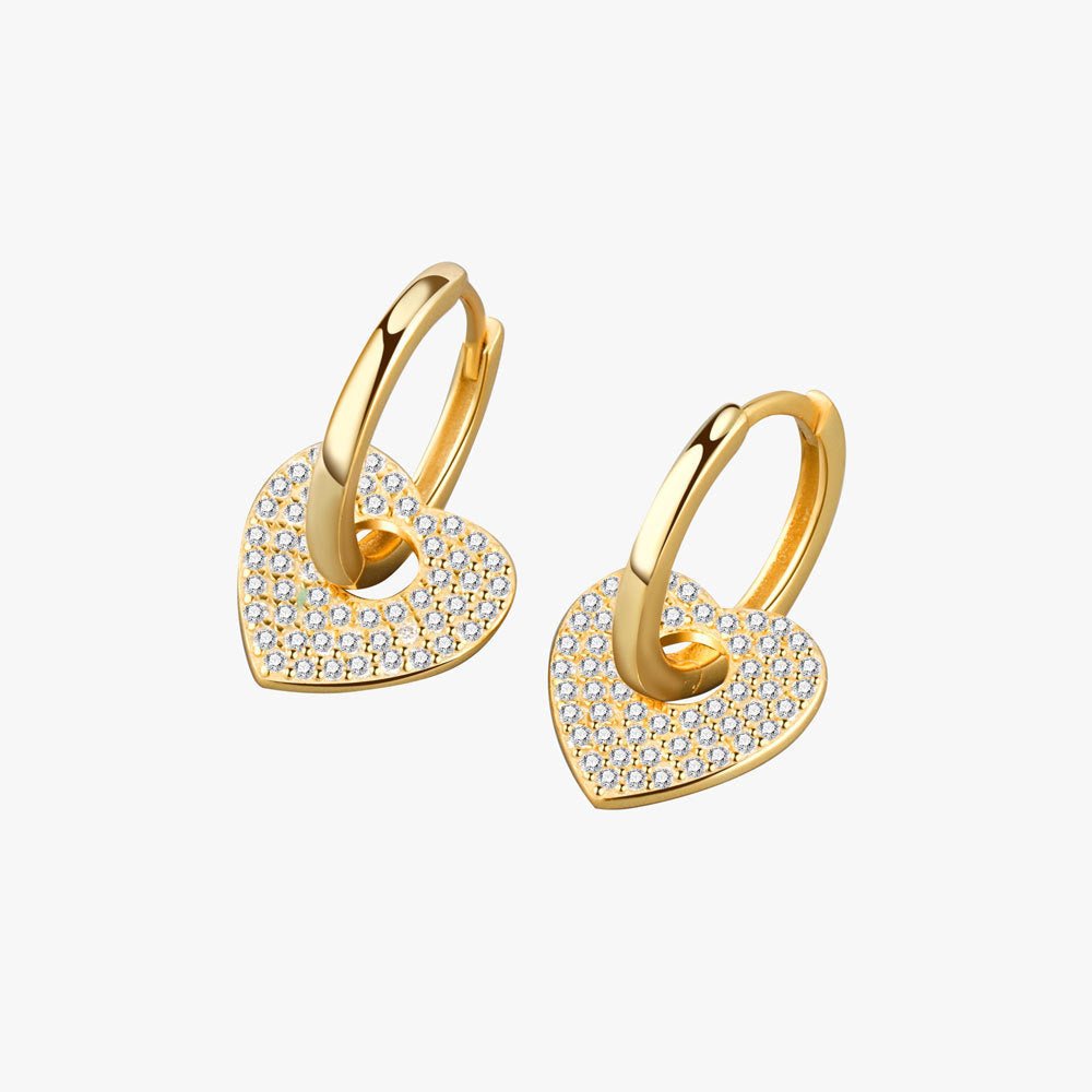18K Gold Copper Micro - inlaid Earrings European And American Famous Diamond Heart Earrings - Zambeel