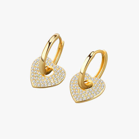 18K Gold Copper Micro - inlaid Earrings European And American Famous Diamond Heart Earrings - Zambeel