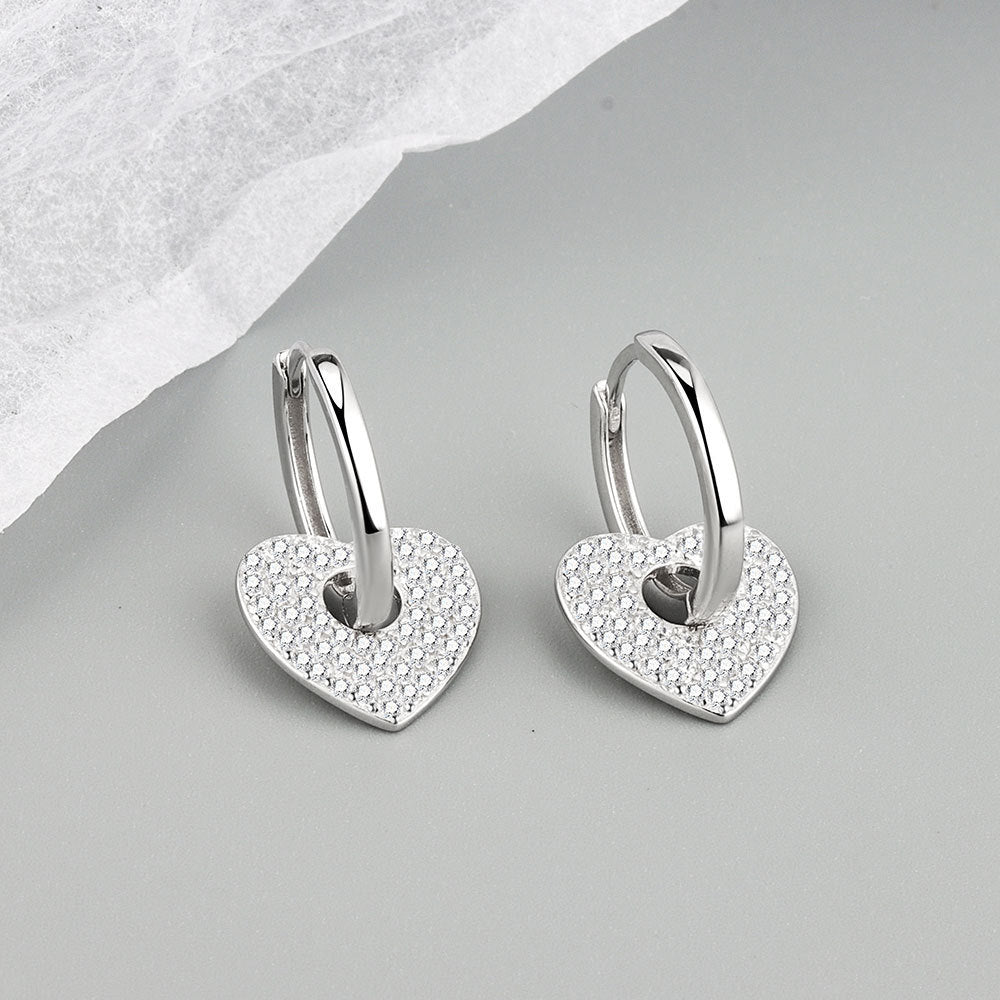 18K Gold Copper Micro - inlaid Earrings European And American Famous Diamond Heart Earrings - Zambeel