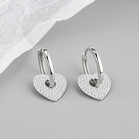 18K Gold Copper Micro - inlaid Earrings European And American Famous Diamond Heart Earrings - Zambeel