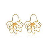18K Real Gold Weaving Hollow Flower Earrings - Zambeel