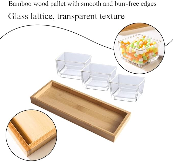 3 - pc Square Storage Jar Set with Wooden Tray - Zambeel