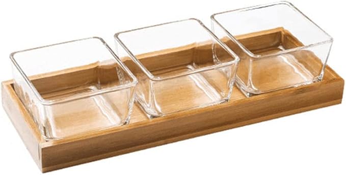 3 - pc Square Storage Jar Set with Wooden Tray - Zambeel