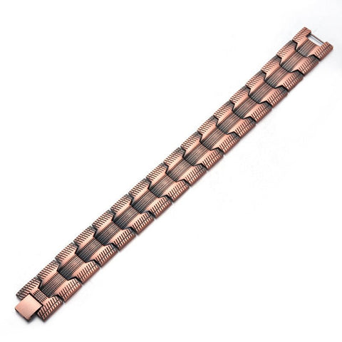 3 - row Magnet 21 Wide Pure Copper Diagonal Bracelet - Zambeel
