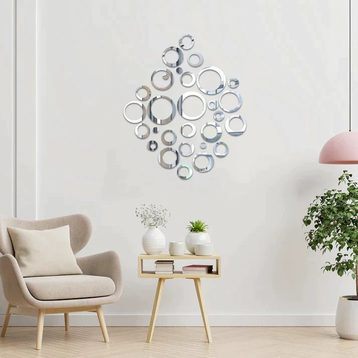 3D Ring 42 Silver Acrylic mirror for wall decor - Zambeel