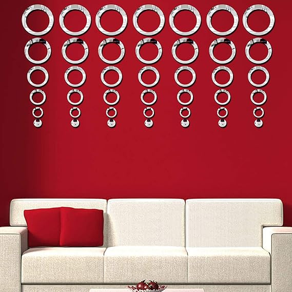 3D Ring 42 Silver Acrylic mirror for wall decor - Zambeel