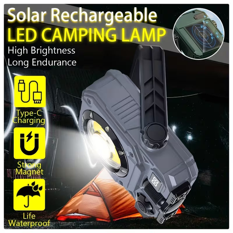 Multifunctional Rechargeable LED Work Light with Solar Panel & Magnet