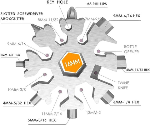 8 - in - 1 Snowflake Multi - Tool Keychain - Zambeel
