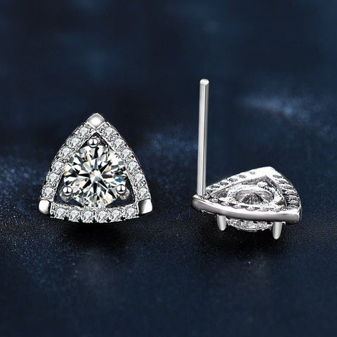 925 Sterling Silver Triangle Temperament Earrings - Zambeel