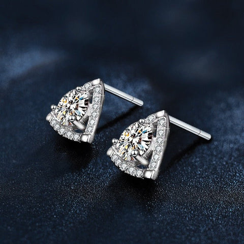 925 Sterling Silver Triangle Temperament Earrings - Zambeel