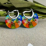 A Pair Of Bohemian - style Stained - glass Hoop Earrings - Zambeel