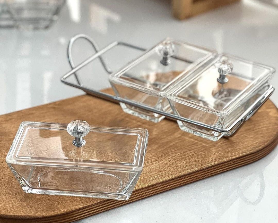 Acrylic Dry Fruit & Snack Jar Set with Serving Tray - Zambeel