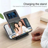 Alarm Clock Wireless Charger Mobile Phone Holder Perpetual Calendar Temperature Bedside Desktop - Zambeel