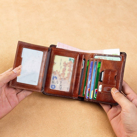 All - in - one Short Money Leather Ultra - thin Men's Wallet - Zambeel