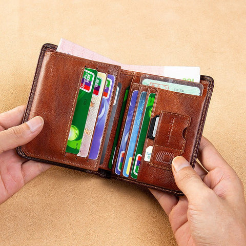 All - in - one Short Money Leather Ultra - thin Men's Wallet - Zambeel