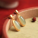 Ancient Gold Inlaid Hetian Jade Earrings For Women New Long - Zambeel