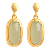 Ancient Gold Inlaid Hetian Jade Earrings For Women New Long - Zambeel