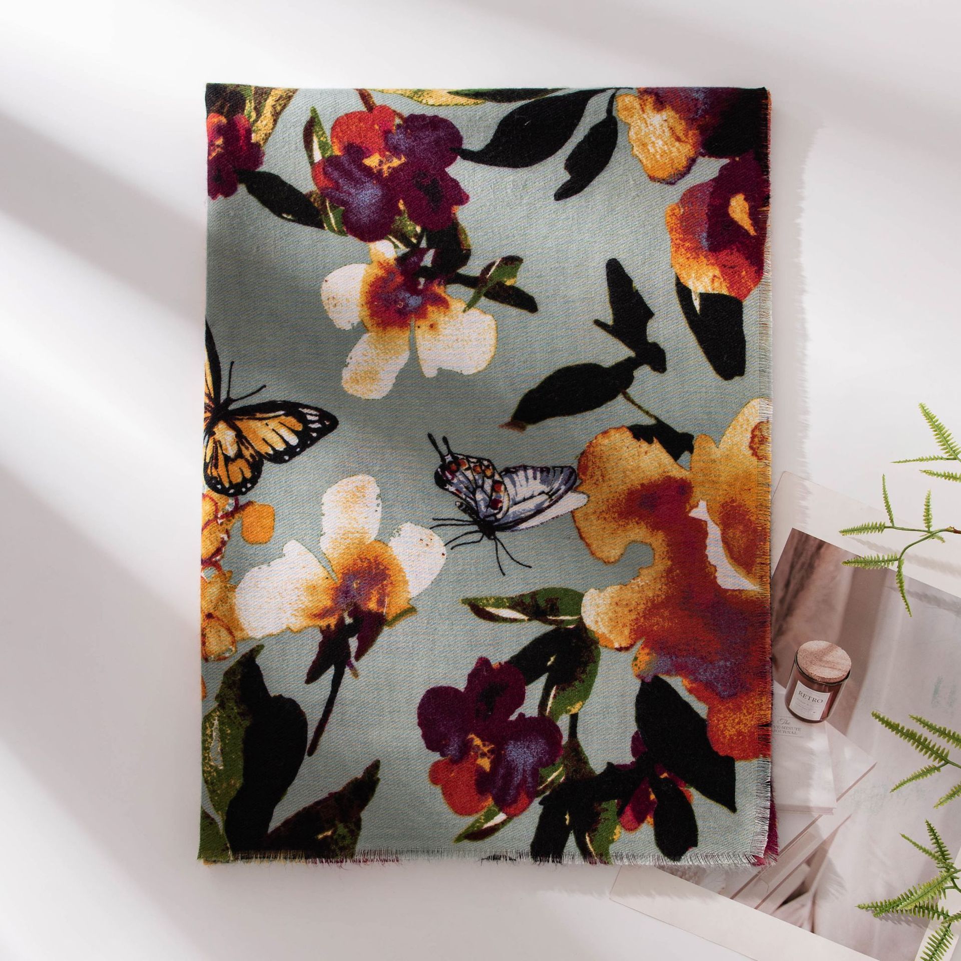 Artificial Cashmere Scarf Female Plant Print Fashion Commuter - Zambeel