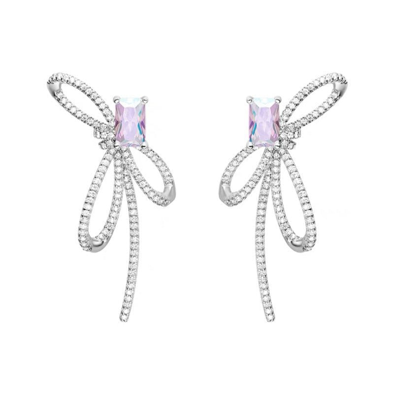 Aurora Ribbon Bow Small Sugar Cube Earrings - Zambeel