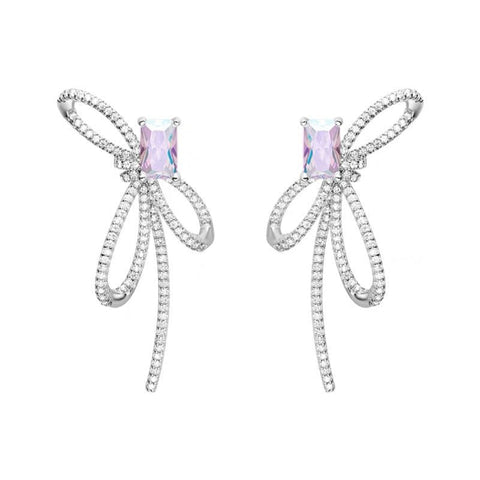 Aurora Ribbon Bow Small Sugar Cube Earrings - Zambeel