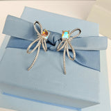 Aurora Ribbon Bow Small Sugar Cube Earrings - Zambeel