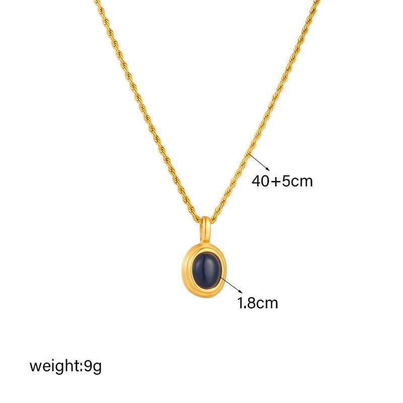 Black And White Gemstone Premium Temperamental Cold Style Metal Vintage Hemp Flowers Chain Necklace - Zambeel