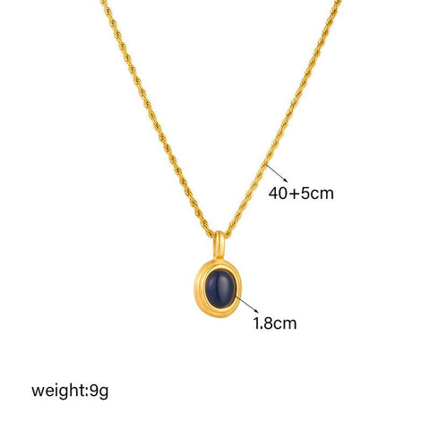 Black And White Gemstone Premium Temperamental Cold Style Metal Vintage Hemp Flowers Chain Necklace - Zambeel