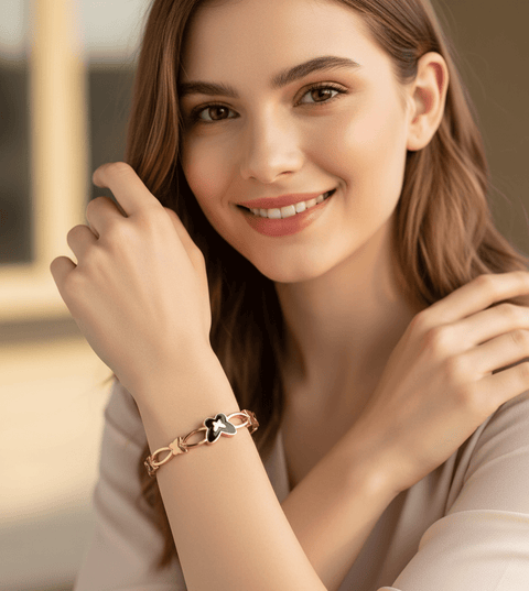 Black Enamel Butterfly Bangle - Zambeel