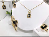 Black Enamel Logo Jewelry Set - Zambeel