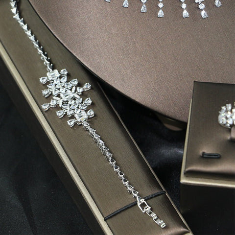 Bridal Zircon 3A Necklace Earrings Four - Piece Set - Zambeel