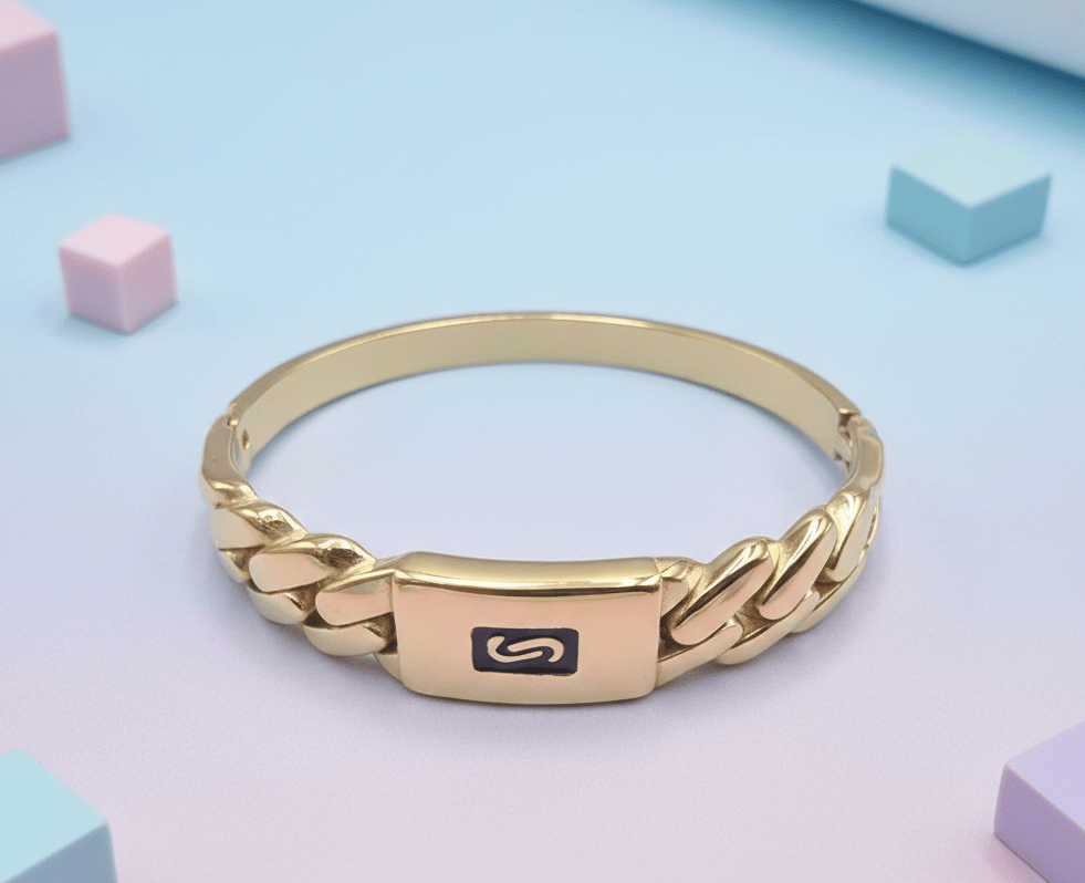 Chain Accent Hinged Bangle - Zambeel