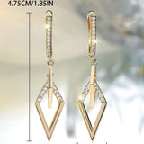 Champagne Gold White Diamond Rhombus Earrings - Zambeel