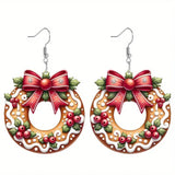 Christmas Cookie Wreath Acrylic Earrings - Zambeel