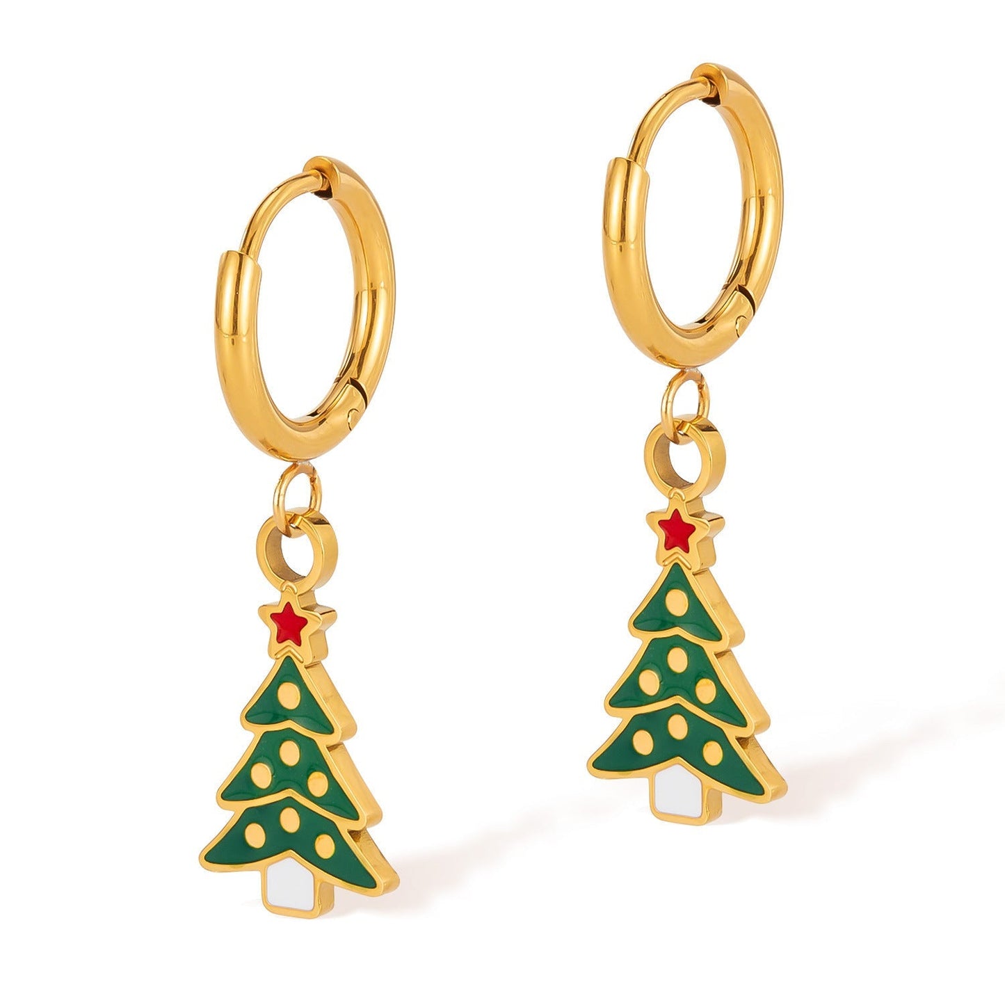 Christmas Element Earrings Female Fashion Stainless Steel - Zambeel