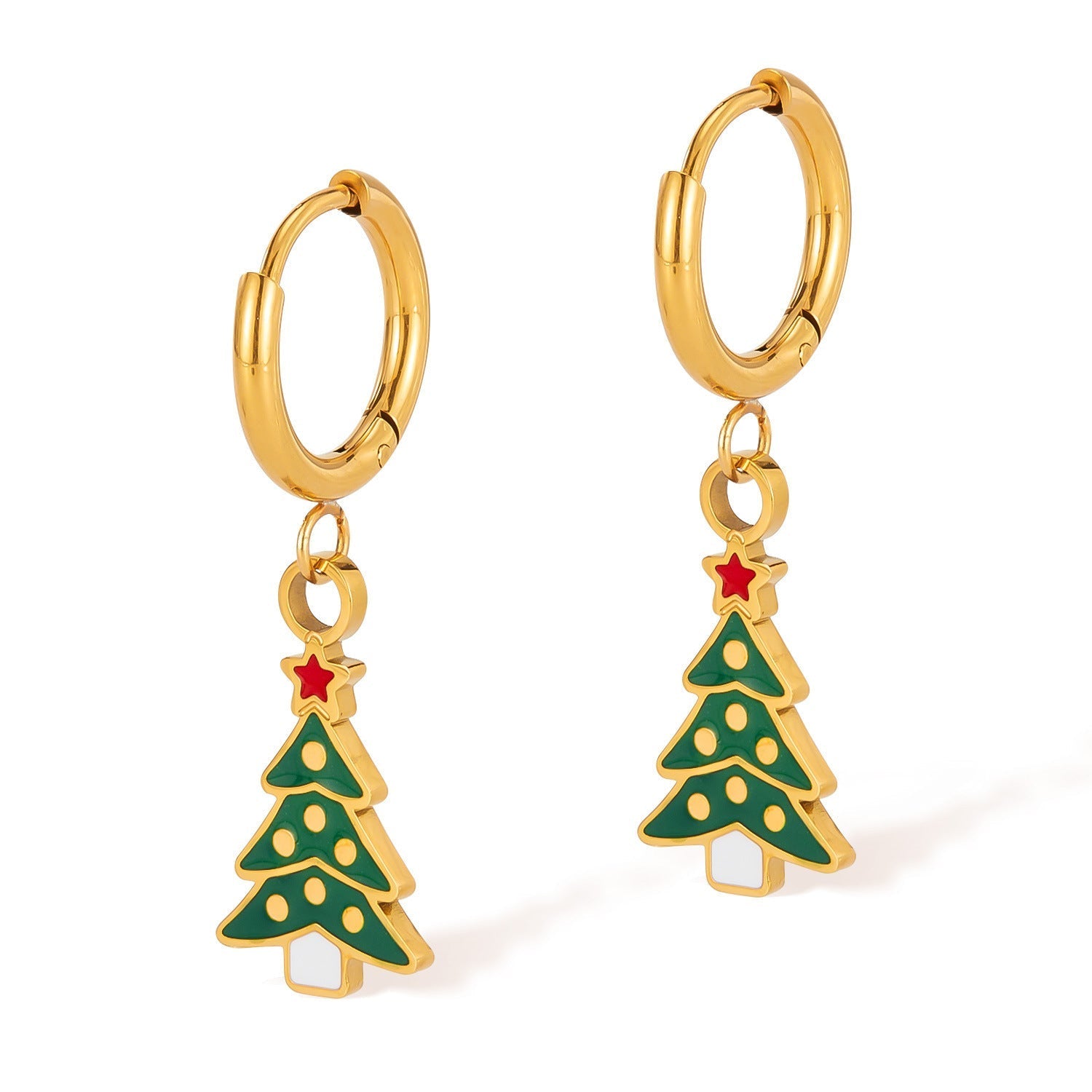 Christmas Element Earrings Female Fashion Stainless Steel - Zambeel