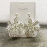 Christmas Snowflake Earrings Women's Full Diamond Pearl Plush Earrings - Zambeel
