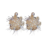 Christmas Snowflake Earrings Women's Full Diamond Pearl Plush Earrings - Zambeel