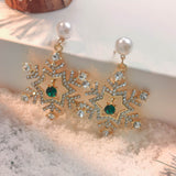Christmas Snowflake Finely Inlaid Pendant Stud Earrings - Zambeel