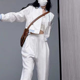 Collegiate - style Loose - fitting Cropped Baseball Jacket With Embroidery - Zambeel