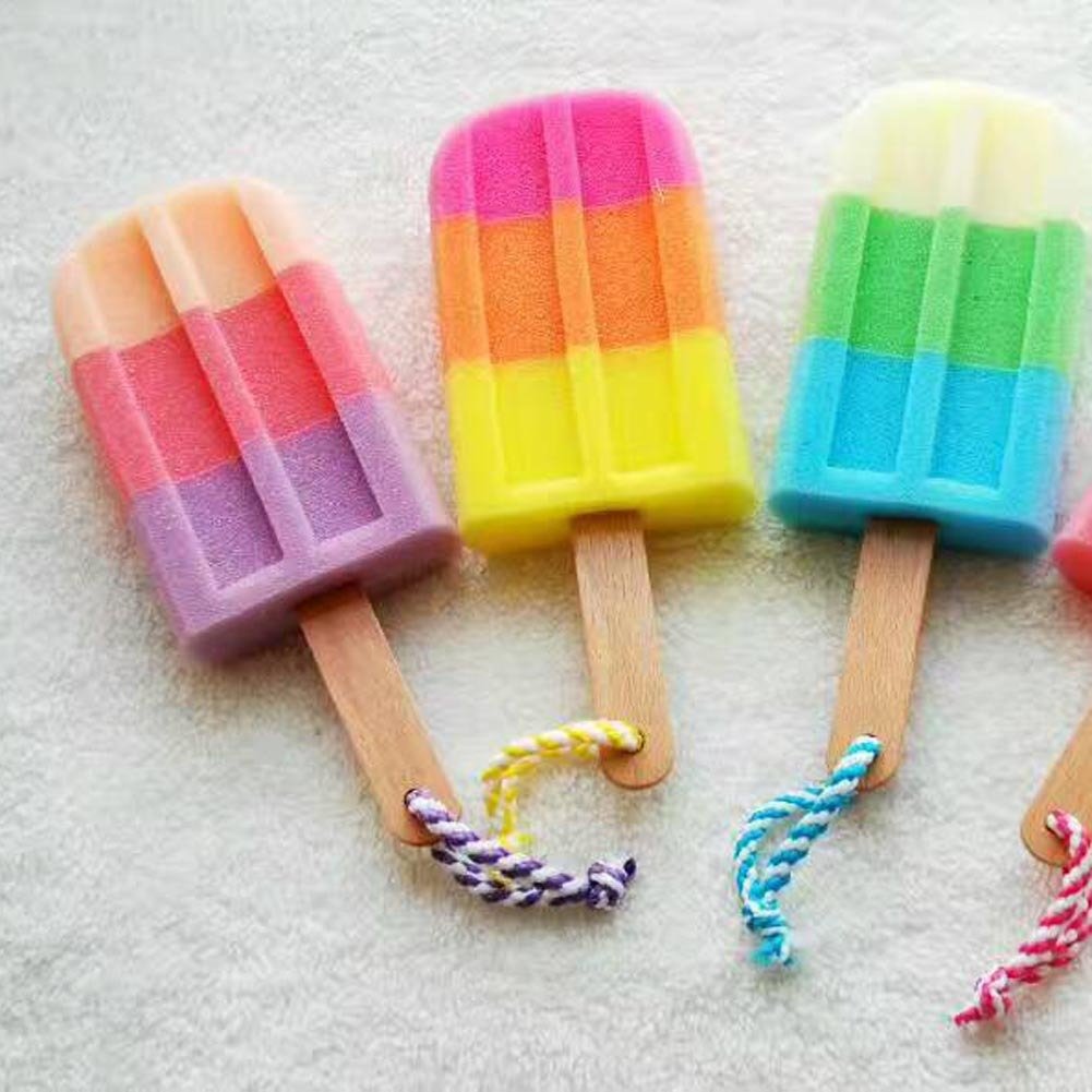 Color Random 1Pc Soft Shower Sponge Cute New Design Ice Cream Shaped Stick Bathroom Bathing Washing Sponges P5 China - Zambeel