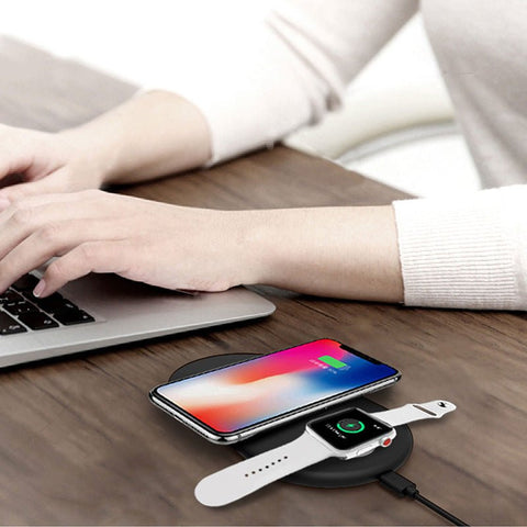 Compatible with Apple, 2 In 1 QI Wireless Charging Dock For Iphone, Watch & Android - Zambeel
