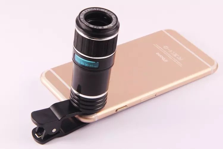 Compatible with Apple , Apple Samsung Mobile Zoom Lens Clip Universal 70 Degree 12 Times Wide Angle High Definition Green Film Optical Glass Lens - Zambeel