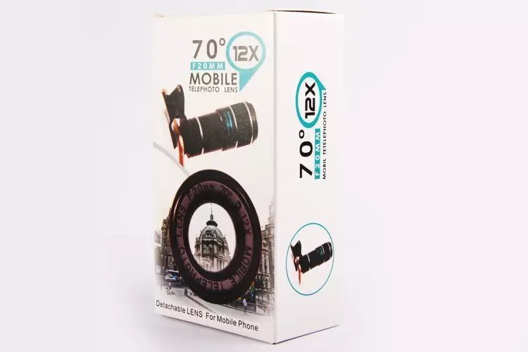 Compatible with Apple , Apple Samsung Mobile Zoom Lens Clip Universal 70 Degree 12 Times Wide Angle High Definition Green Film Optical Glass Lens - Zambeel