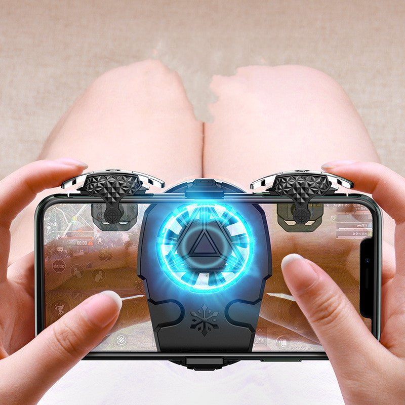 Compatible with Apple, Multi - function Mobile Phone USB Game Cooler System Cooling Fan Gamepad Holder Stand Radiator for IPhone Huawei Samsung Phone - Zambeel