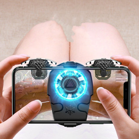 Compatible with Apple, Multi - function Mobile Phone USB Game Cooler System Cooling Fan Gamepad Holder Stand Radiator for IPhone Huawei Samsung Phone - Zambeel
