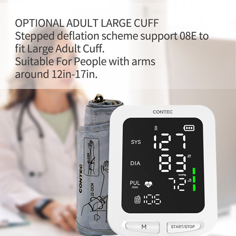 CONTEC08E LED Screen Electronic Sphygmomanometer Adult BP Cuff Monitor Blood Pressure NIBP Records - Zambeel