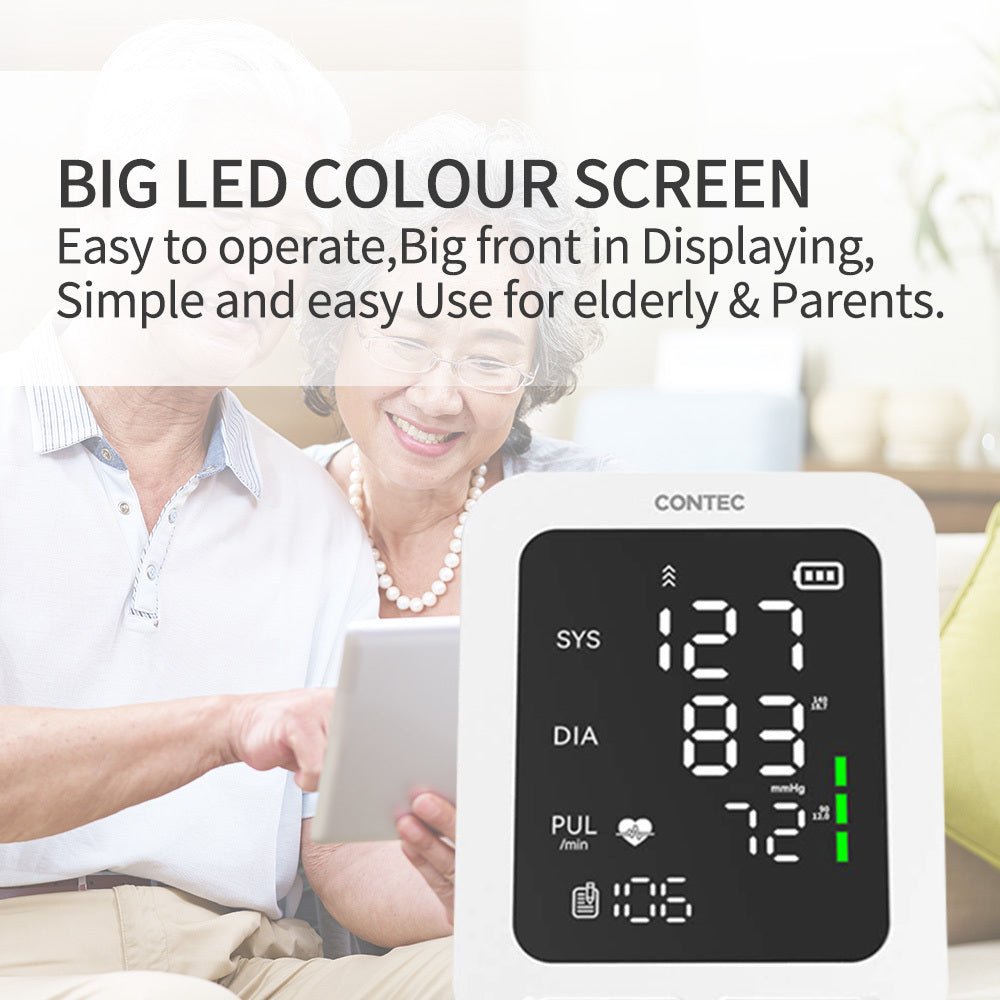 CONTEC08E LED Screen Electronic Sphygmomanometer Adult BP Cuff Monitor Blood Pressure NIBP Records - Zambeel